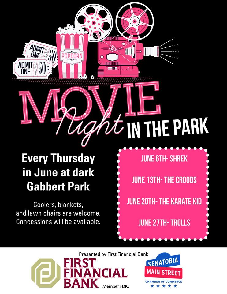 It's almost time for Movie Night in the Park!
Join us for FREE Movie Night in the Park brought to you by First Financial Bank! Bring your chairs, blackets, and coolers! We will have food vendors available.