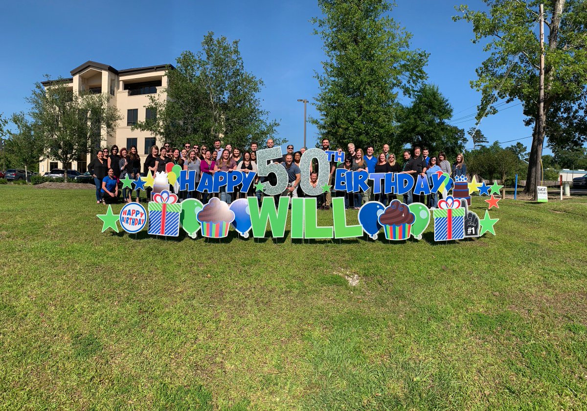 Netchex's tweet image. #TBT to this past weekend when our fearless leader CEO Will Boudreaux celebrated his 50th! We decked out the lawn on Monday to keep the party going! #Netchex #happybirthday #bossman #companyculture