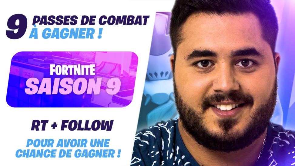 À l'occasion de la sortie de la Saison 9, je vous fais gagner 9 passes de combat !

Pour participer c'est giga simple : RT + Follow 🎁

Je fais aussi gagner 9 autres passes sur instagram ! 📸

Bonne chance à tous ! 🍀