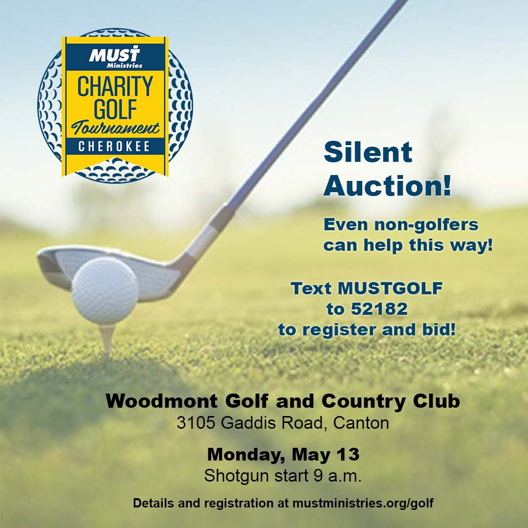 MUSTMinistries's tweet photo. #SilentAuction! Not a golfer? You still can help your #neighborinneed by participating in our silent auction for the MUST #Cherokee golf tournament May 13 at Woodmont Golf and Country Club. Simply text MUSTGOLF to 52182 to register, view and place your bids on some great items! https://t.co/sTbyJr064I