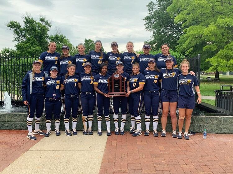 UNCGSoftball's tweet photo. Look who received their @SoConSports Regular Season 🏆 😁 #letsgoG #NotDoneYet https://t.co/pgZ60KK15i