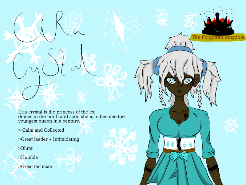 TheForgottenKi2's tweet photo. The next character you can be introduced to is Eira Crystal a princess form the ice domes but be careful both her and her lands are know for being extremely cold to people! https://t.co/Lcx52E5s4S