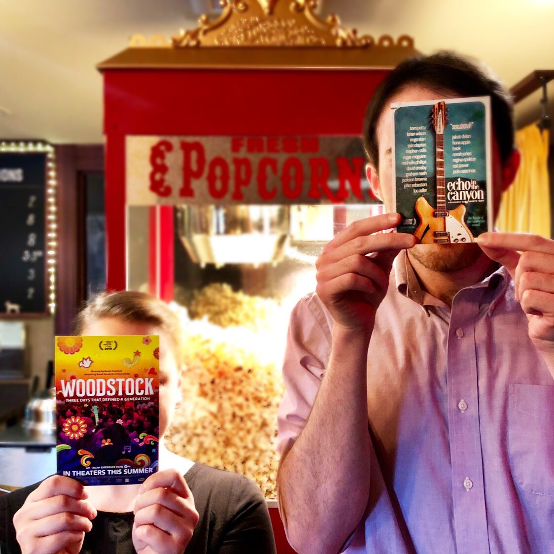 Jenni &amp; Spencer want you to know that we‘re very excited about 2 music documentaries coming this summer: ECHO IN THE CANYON &amp; WOODSTOCK: THREE DAYS THAT DEFINED A GENERATION 🎶❤️🎥. For now, come see AMAZING GRACE, opening 5/10. Wonderful sounds are emanating from The Onyx!