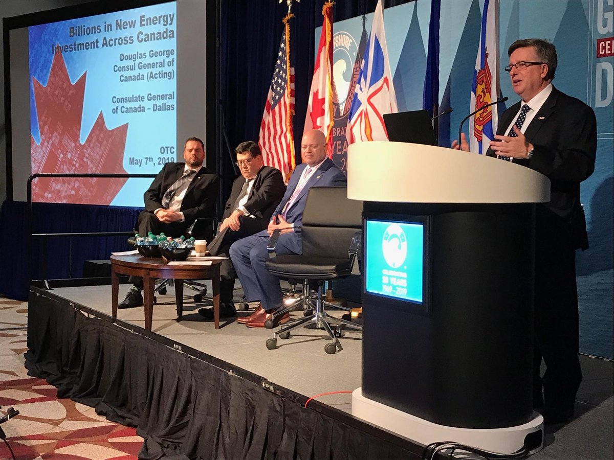 CanCGDallas's tweet photo. #CanadaOTC: Consul General ai @DouglasGeorgeCG highlighted the growth and development of Canada's oil and gas sector at #OTC2019. 

📷: Canada Press Conference, promoting investment in Canada at OTC's Around the World Series, and the @CanadaTexasCC-Alberta OTC reception. https://t.co/CVyqhYo7RM