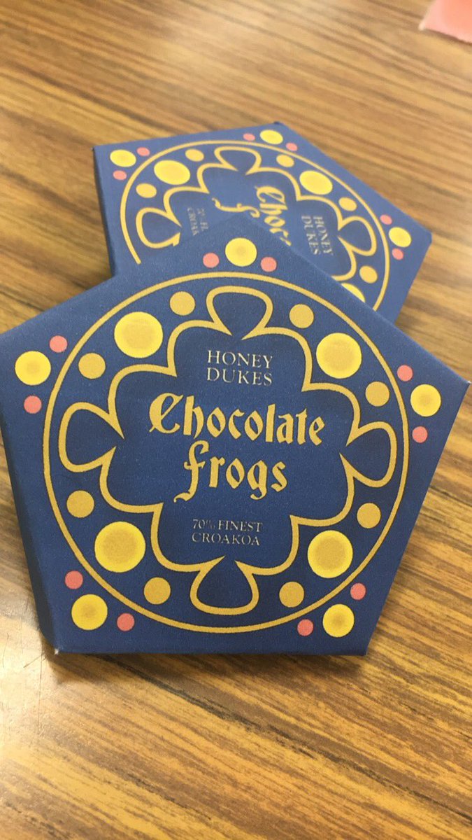 Keizerbug's tweet photo. Yesterday 4th grade at my mom school had a Harry Potter themed day for the last half day of the year! So I made 54 chocolate frogs, and I became the storing hat for the morning and walked around asking the students if they’d like anything from the trolly. It was a blast! https://t.co/MQSS5v2iOX