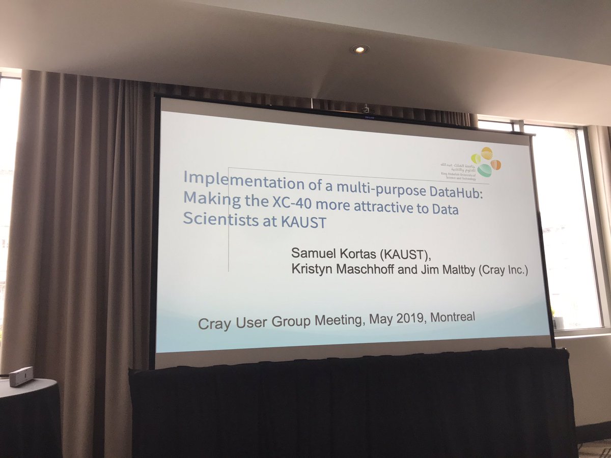 mnoukhiya's tweet image. Full room for the presentation by Samuel Kortas @KAUST_HPC @kaust_corelabs @KAUST_News @CrayUserGroup #CUG2019 on Implementation of a multi-purpose DataHub: Making the @cray_inc XC40 more attractive to Data Scientists at #KAUST #AI #HPC