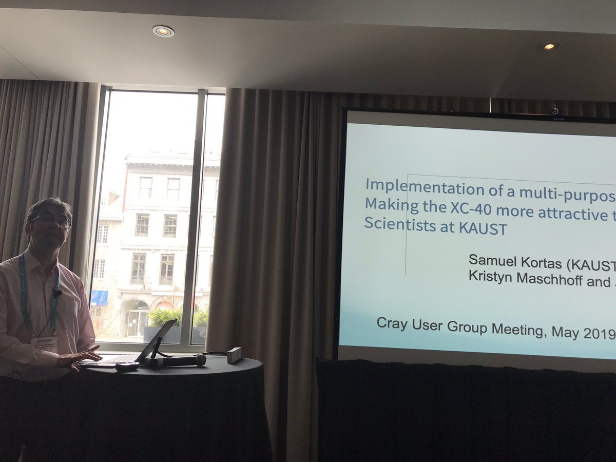 mnoukhiya's tweet image. Full room for the presentation by Samuel Kortas @KAUST_HPC @kaust_corelabs @KAUST_News @CrayUserGroup #CUG2019 on Implementation of a multi-purpose DataHub: Making the @cray_inc XC40 more attractive to Data Scientists at #KAUST #AI #HPC
