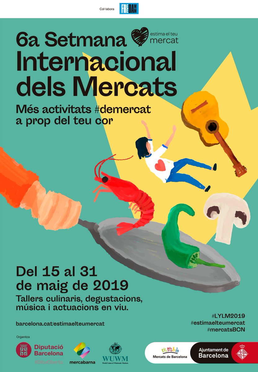 MercatsBCN's tweet photo. Entre el 15 i el 31 de maig els mercats de Barcelona s'omplen de tallers culinaris, degustacions, música i actuacions en viu: arriba la Setmana Internacional de Mercats 🎉🎉 No t'ho perdis! 🙃 https://t.co/Vei5S5rfy9