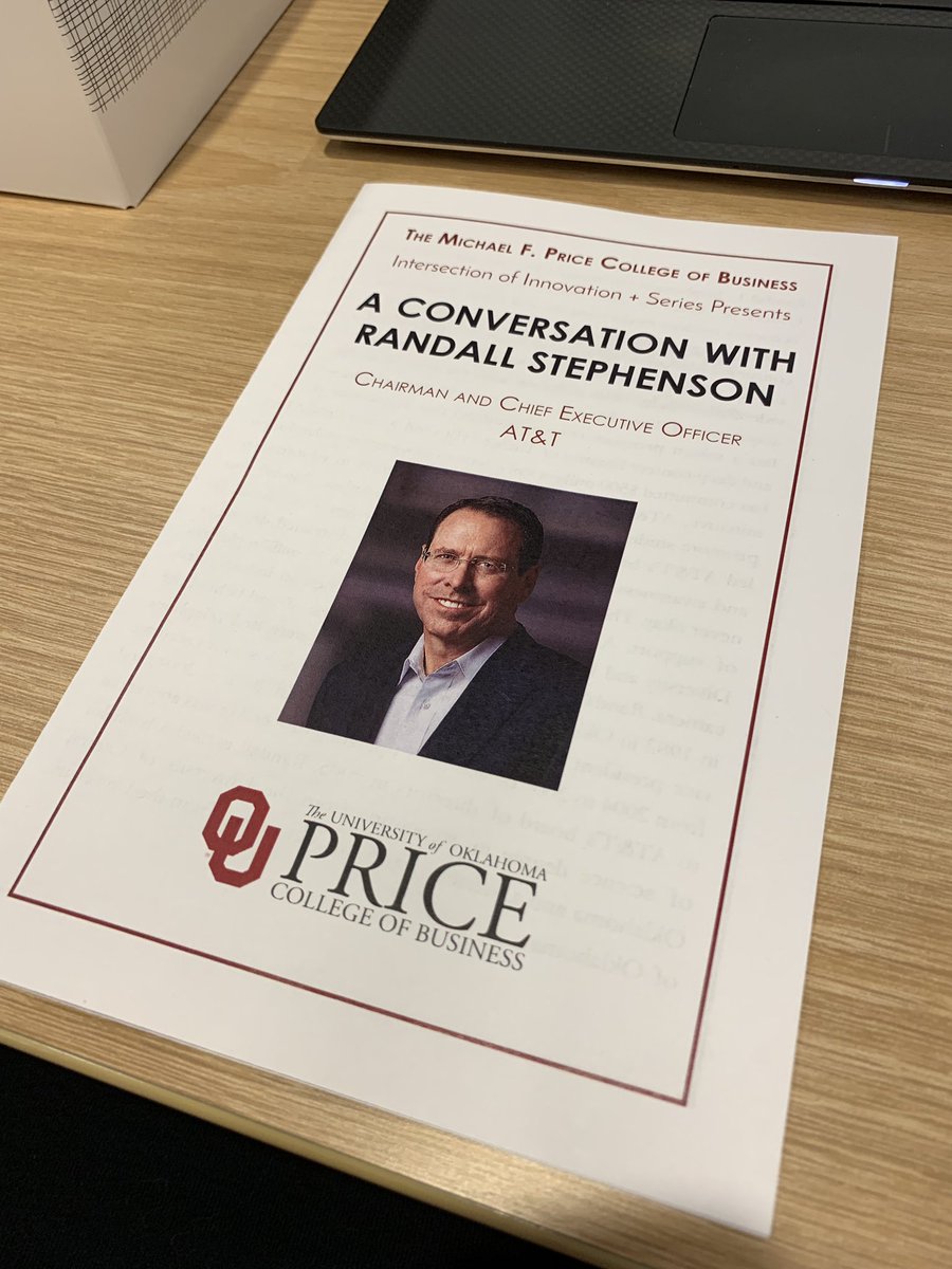 OUPriceCollege's tweet image. We are so excited to welcome @ATT Chairman and CEO, Randall Stephenson to @OU_MBAOKC for our Intersection of Innovation + speaker series. #PurposeofPrice #PriceForward #DoMoreSooner