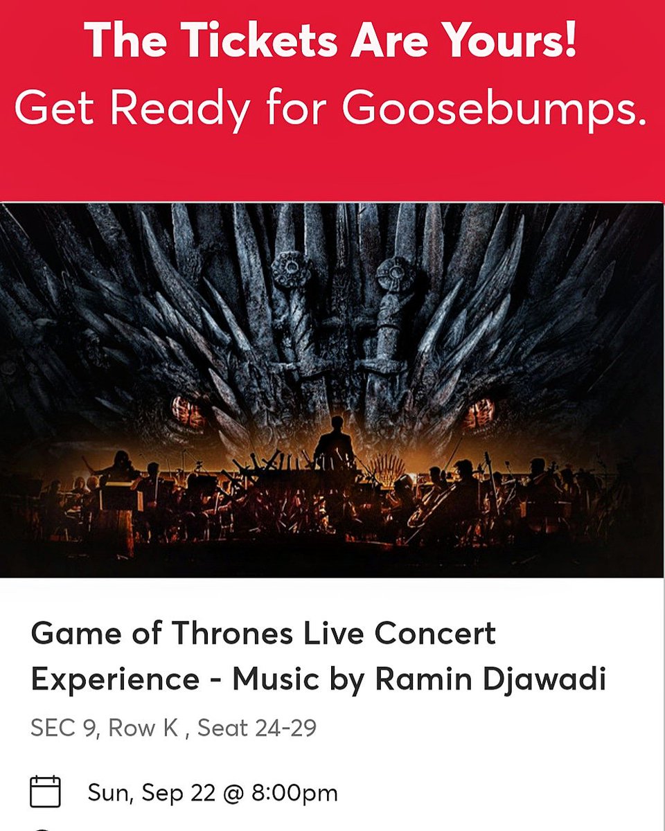 SRGraham_Editor's tweet image. All is perfect in my world today. @GameOfThrones #GameOfThronesLiveConcertExperience🎻 @Djawadi_Ramin @LiveNation #GoT