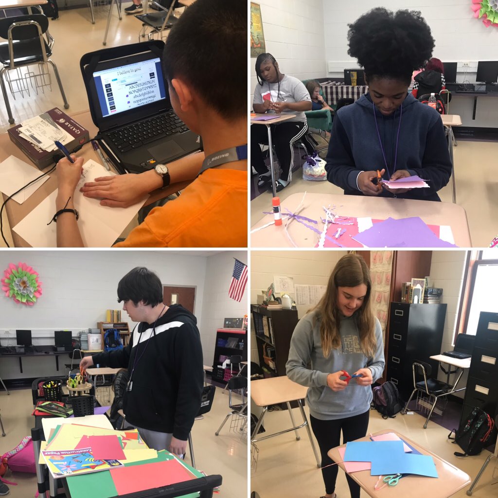 KeepingItKaycie's tweet photo. My English 3 students are making cards to encourage Freshmen students on their upcoming EOC exams! @EmeraldGwd50 https://t.co/OMb7TptKZt