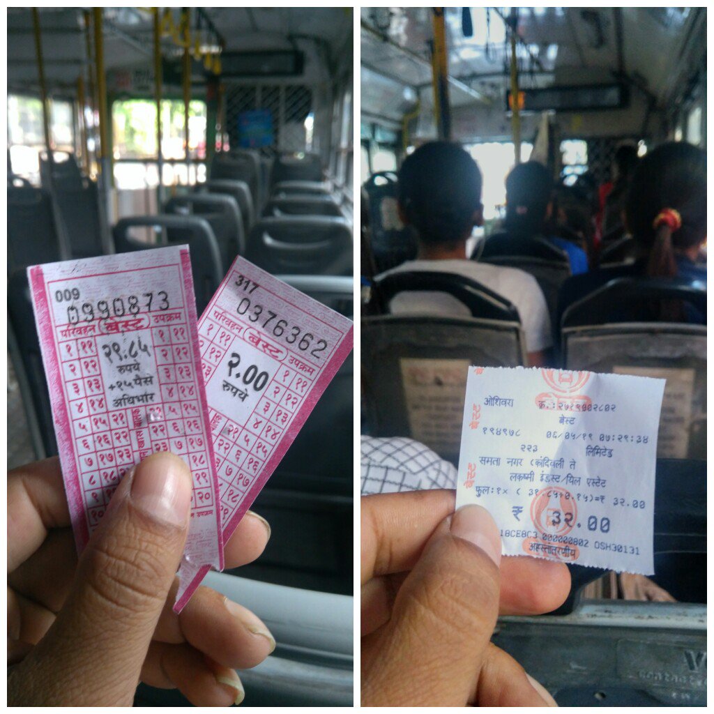 Finally digital tickets replaces manually punched tickets on BEST route 223 Samtanagar to Versova.
Here I am holding 32 rupees tickets.
#beststories 
#BEST 
#beststoriescollective 
#BestStories 
#BESTbus 
#everydaymumbai