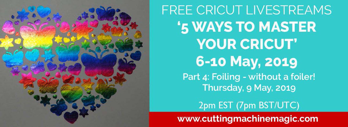 craftagogo's tweet photo. Foil using your Cricut - without a foiler, Quill or laminator! We'll show you how in our livestream in 45 mins at https://t.co/WwLPRRvFG7. 2pm EST/7pm BST. Or catch up on our week's livestreams (and cheatsheets!) at https://t.co/MEwXeg63Ih #cricut #craftagogo #cuttingmachinemagic https://t.co/a7Niv8T2Vx