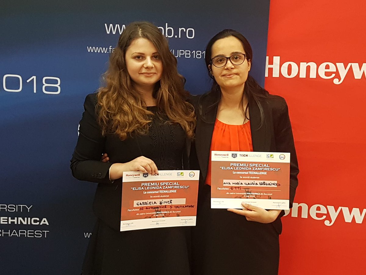 AnaDragulinescu's tweet photo. Romanian Elisa Leonida Zamfirescu was the first woman engineer in the world. We feel very honoured to be awarded with the special prize named after her. We thank to the organizers and to the #Techallenge jury for their trust and appreciation for our project. @upb1818 #Honeywell https://t.co/Sprg5ctNum