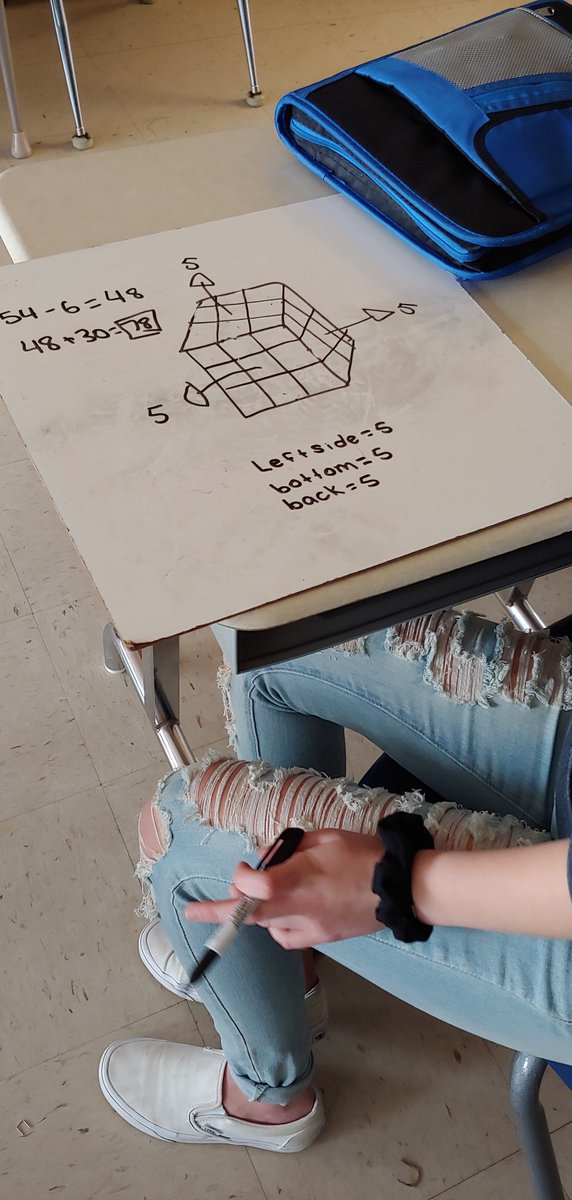 spritch2's tweet photo. What do you think the greatest possible surface area is? Our students @walzad are hard at work on this. Thanks @openmiddle for another great thinking question!
#walterzadowlearning
#walterzadowroom8
#thinkingclassroom https://t.co/UZEKofxjp6