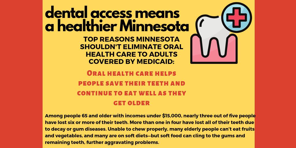 DentalAccessMN's tweet photo. Better dental care now means less problems for our elders in the future. #mnleg #protectoralhealth #stopsenatedentalcuts https://t.co/BgJlCGIsia