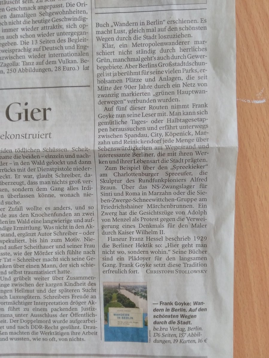 FrankGoyke's tweet photo. Ein Muss für alle (Berliner) #Wanderfreunde sowie Werbung in eigener Sache: Buchrezension im #Tagesspiegel:
#wandern #wanderninberlinundbrandenburg #Natur #Kultur #geschichte #Gesundheit #gesundbrunnen #lebensfreude #wanderlust #Buch #Bücher #Berlin #Grüne #NaturFreunde https://t.co/s3RVvw4CwJ