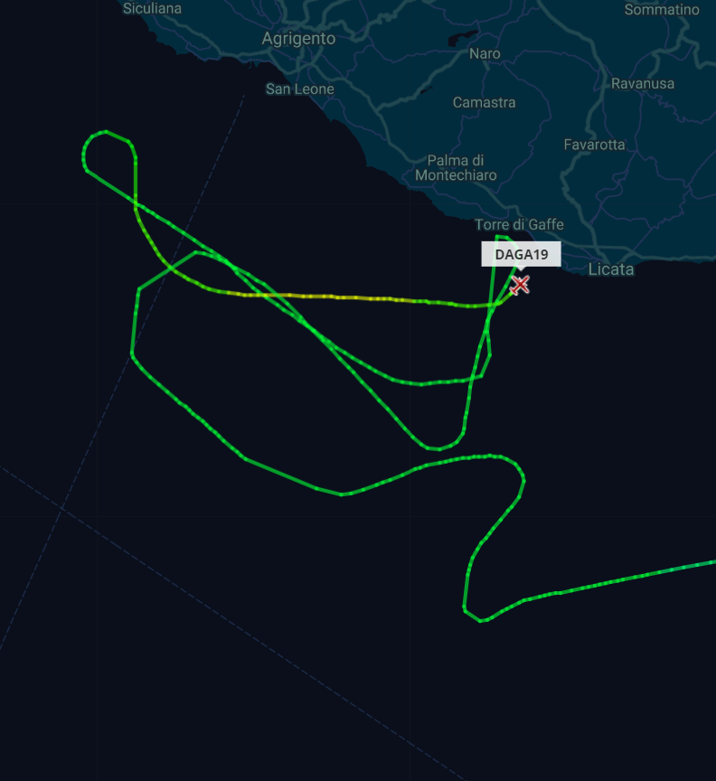 scandura's tweet photo. 2019-05-09 17:45 UTC
⏱️ 19:45 local time

🛩️ Italian Air Force 🇮🇹 ATR P-72A MPA #SPADA19 #MM62298 in flight over Sicilian Channel 🧭 SSW Palma Di Montechiaro / Agrigento.

[TBC: SAR #migrants #migranti, ISR patrol mission or training] https://t.co/PEUZwkO2we