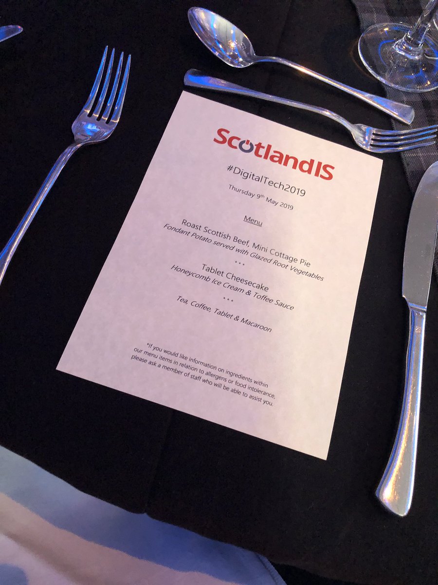 tuminds's tweet photo. And it has started! Menu looks great too! #table31 #DigitalTech2019 #Glasgow @scotlandis @HIEScotland https://t.co/3JDEcc2paf