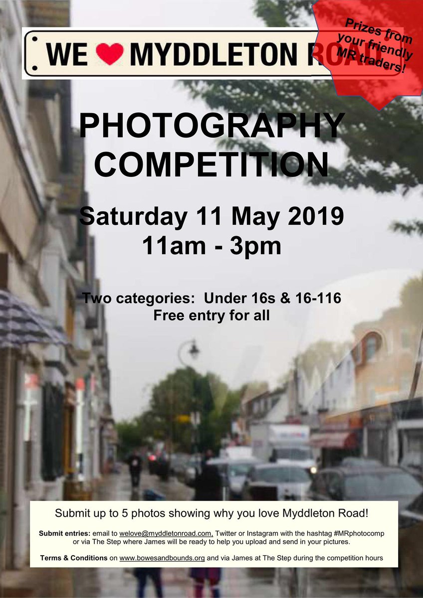 The #MyddletonRoad Photography Competition returns this Saturday, 11am-3pm! All ages and skill levels welcome! Submit entries by email or Twitter using #MRphotocomp #bowespark #n22