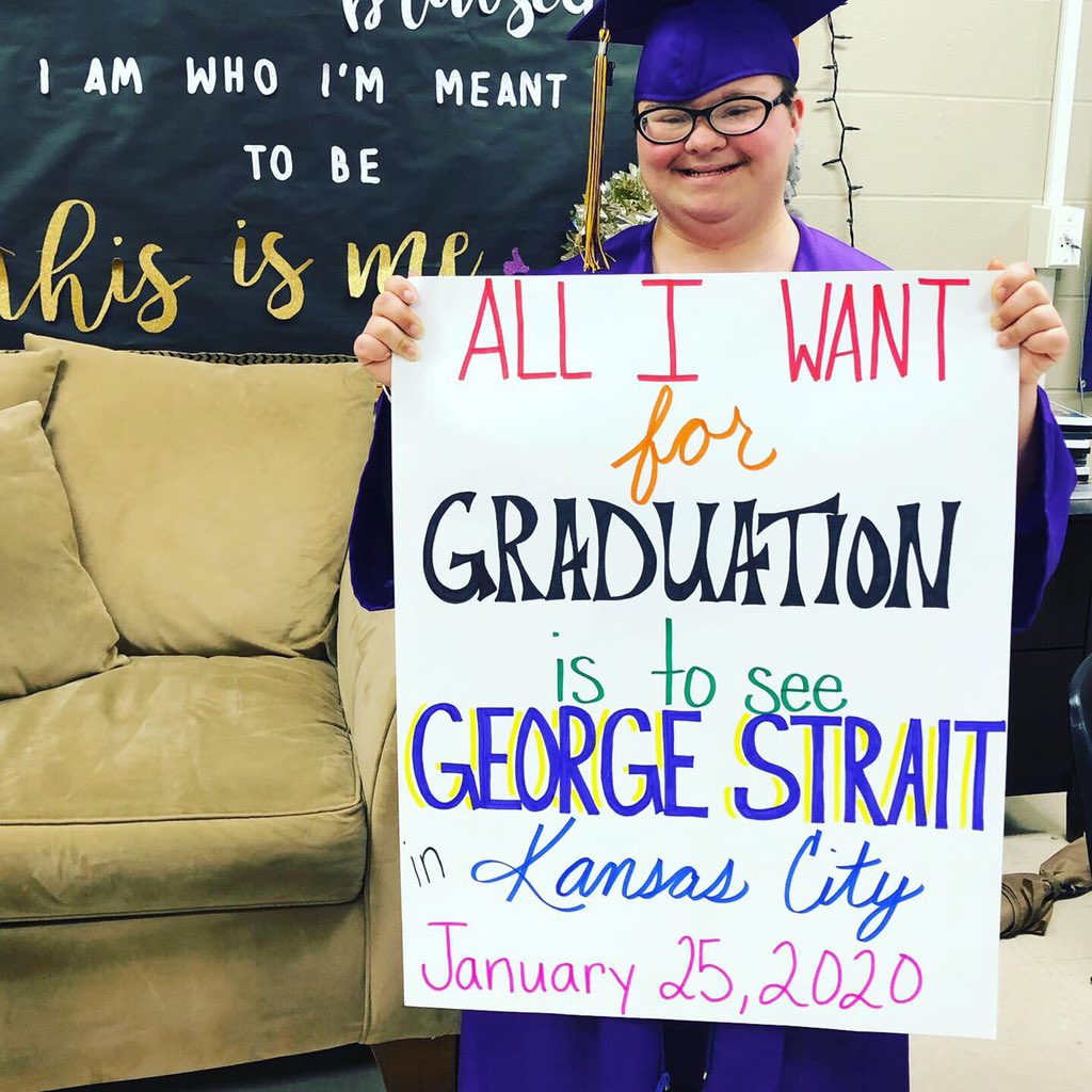 Help! This is my student, Krista, and she LOVES George Strait! Please help me make Krista’s dream come true. I am begging EVERYONE retweet her photo to make her dream come true to meet @georgestrait! @beltonschools <a href="/PirateBooster/">Belton Booster Club</a> <a href="/TheEllenShow/">The Ellen Show</a> #georgestrait #ellenshow #dsgkc