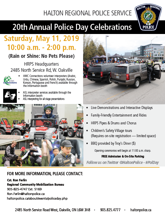 Halton Region Police are hosting their 20th Annual Police Day this Saturday. Take some time out for this great event.