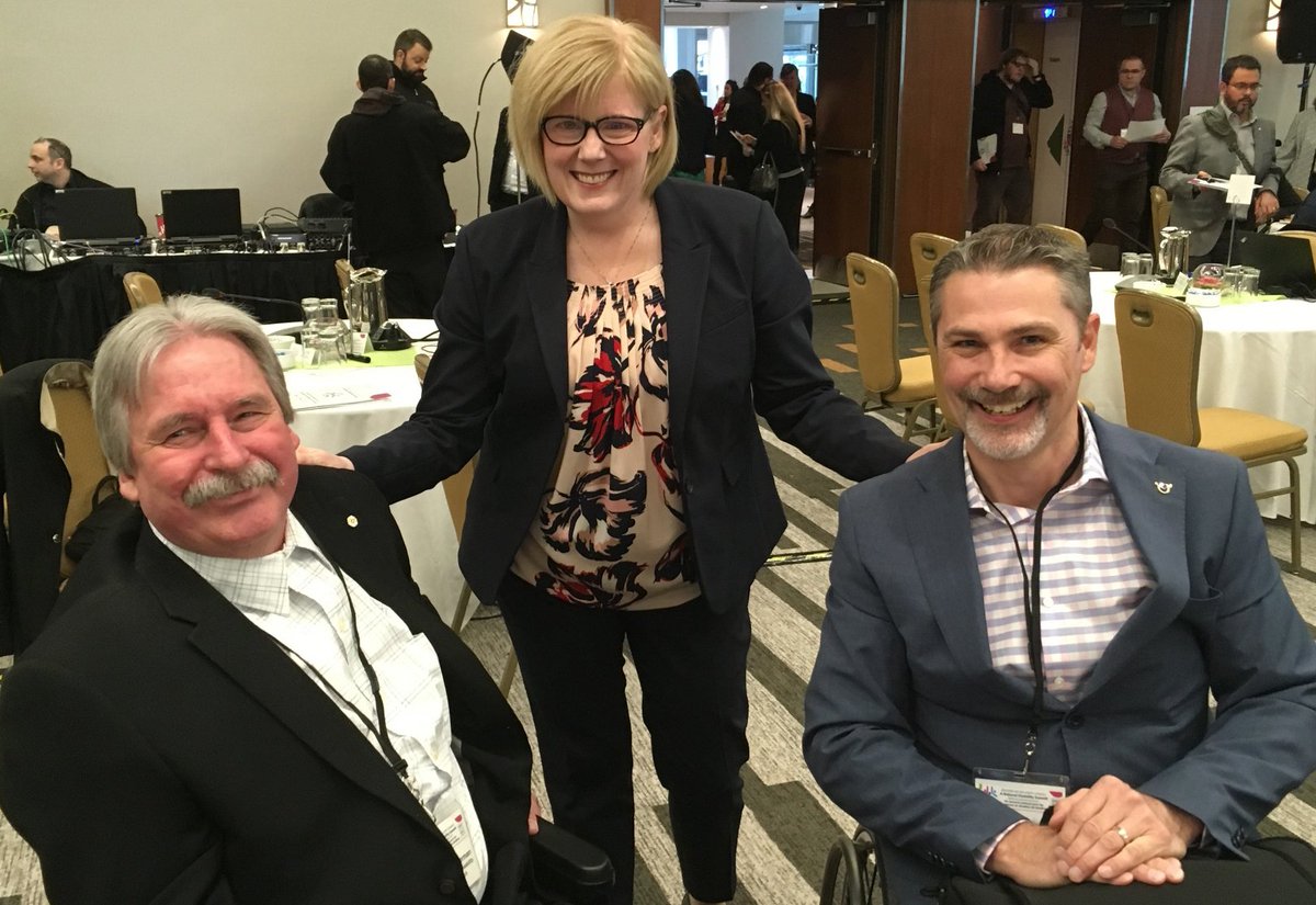 Minister Carla Qualtrough <a href="/CQualtro/">Carla Qualtrough</a> with Jeff Willbond Director Accessibility Canada Post <a href="/canadapostcorp/">Canada Post</a> and PCU-WHS President Wolfgang Zimmermann at National Disability Summit Ottawa