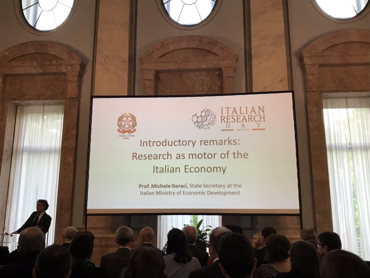Prof Michele Geraci, fmr Undersecretary of State (@michele_geraci) on Twitter photo Discorso alla Giornata italiana della Ricerca in Germania: ancora una volta il Governo si avvicina alla ricerca accademica per avere una nuova linfa di idee, nuovi stimoli, in un settore fondamentale per la crescita quale la ricerca. <a href="/ItalyinGermany/">Italy in Germany</a> #Zerofuffa Discorso alla Giornata italiana della Ricerca in Germania: ancora una volta il Governo si avvicina alla ricerca accademica per avere una nuova linfa di idee, nuovi stimoli, in un settore fondamentale per la crescita quale la ricerca. <a href="/ItalyinGermany/">Italy in Germany</a> #Zerofuffa