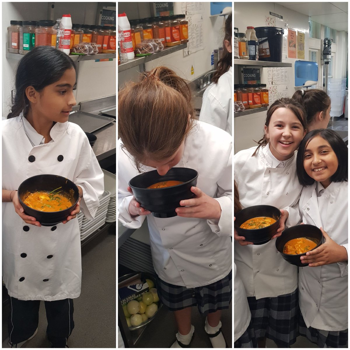 GuyKaye1's tweet photo. Week 2 of cookery club- chicken or vegetable curry #freshisbest #nextgeneration #lifeskills #vegan #halal #lotsofveg @chigwellschool @ChartwellsInd @chefchrischig @soubie2002 https://t.co/1EKJlZE1ZX