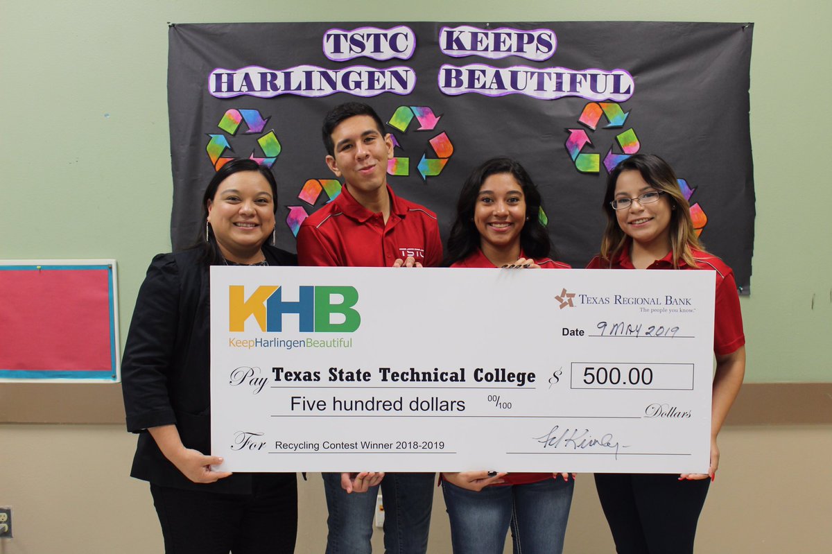TSTCHarlingen's tweet photo. For the second year in a row, TSTC SGA, with the help of all TSTC student leaders, faculty and staff, has won first place in Keep Harlingen Beautiful’s recycling contest.
#itsyourmove #TSTCproud #TSTCtechnicallybetter #TSTCleads #TSTCserves #Recycle https://t.co/TFE4Msx2Ox