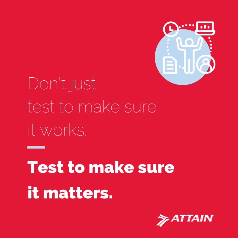 AttainLLC's tweet photo. #AttainLLC goes #BeyondTesting. With the keen eye of management consultants, we not only test for accuracy and efficiency, we help answer the question, "Are you accomplishing your high-level #DigitalTransformation goals?" We test to make sure it matters. https://t.co/czXzwnwmz5 https://t.co/JJHlAx4Lzs