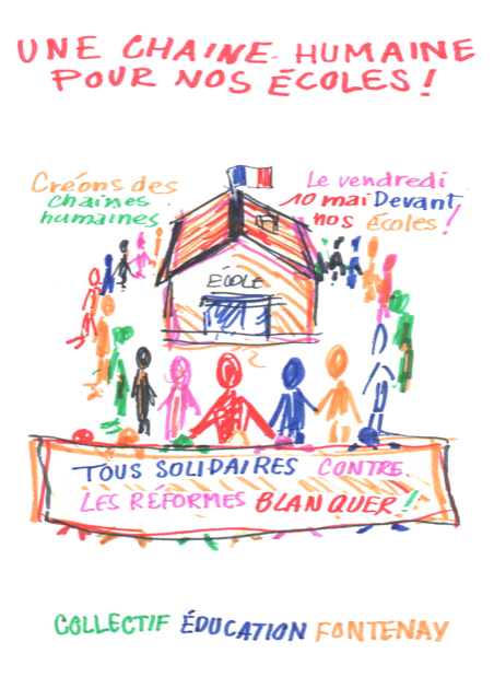 CollectifMobFSB's tweet photo. Demain, c'est la chaîne humaine des écoles à @Fontenay94120. Réglez bien vos réveils, et rendez-vous à 8h devant nos écoles ! 
Tous solidaires contre les réformes Blanquer ! https://t.co/TKXAamObHn
