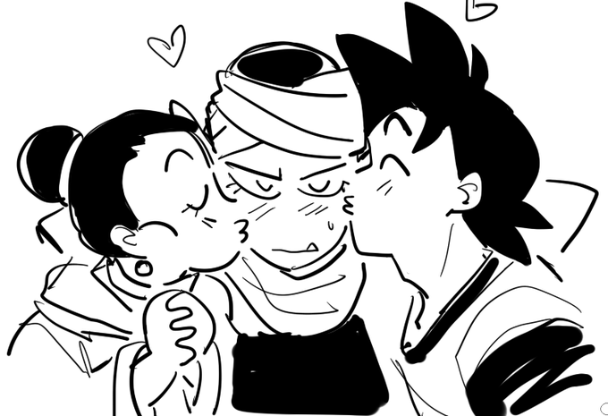 [goku/chichi/piccolo]

birfday smooches 