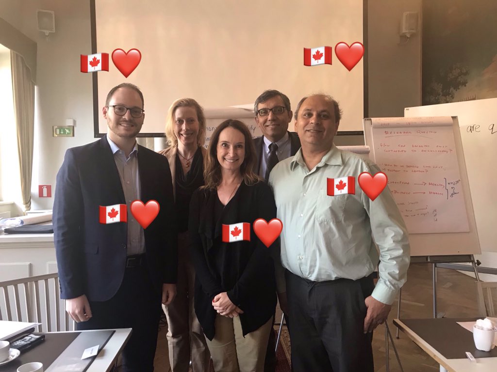 Sensational Day 1 of the inaugural mtg of <a href="/TheLancet/">The Lancet</a> <a href="/SIGHT_SWEDEN/">SIGHT</a> Commission on #peace, health &amp; #genderequity. Amazing group. Requisite Canadian huddle (I almost wrote cuddle) 🇨🇦