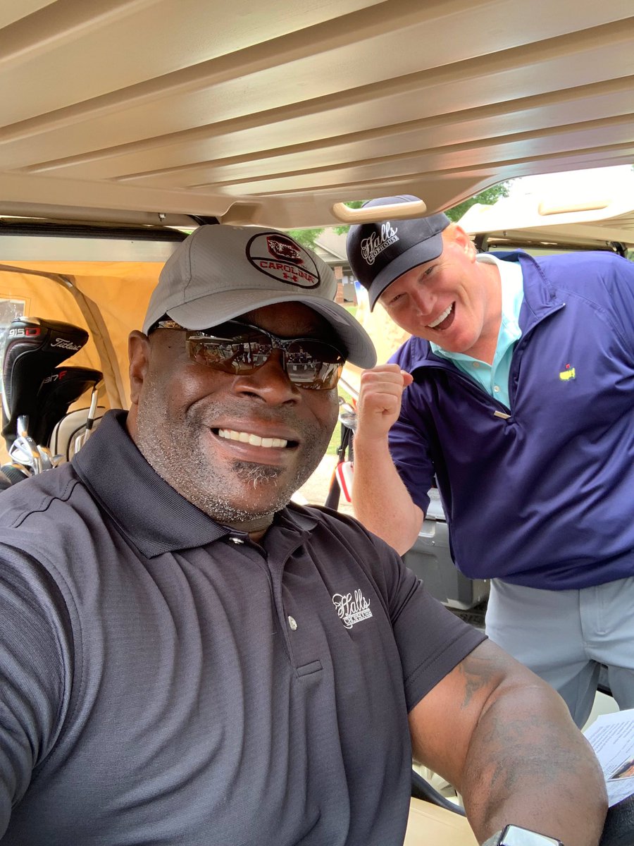 Double trouble at the <a href="/ColaChamber/">Columbia Chamber</a> golf tournament today! Billy Hall and <a href="/pastorofpain/">.</a> out on the course ⛳️ #colagolf