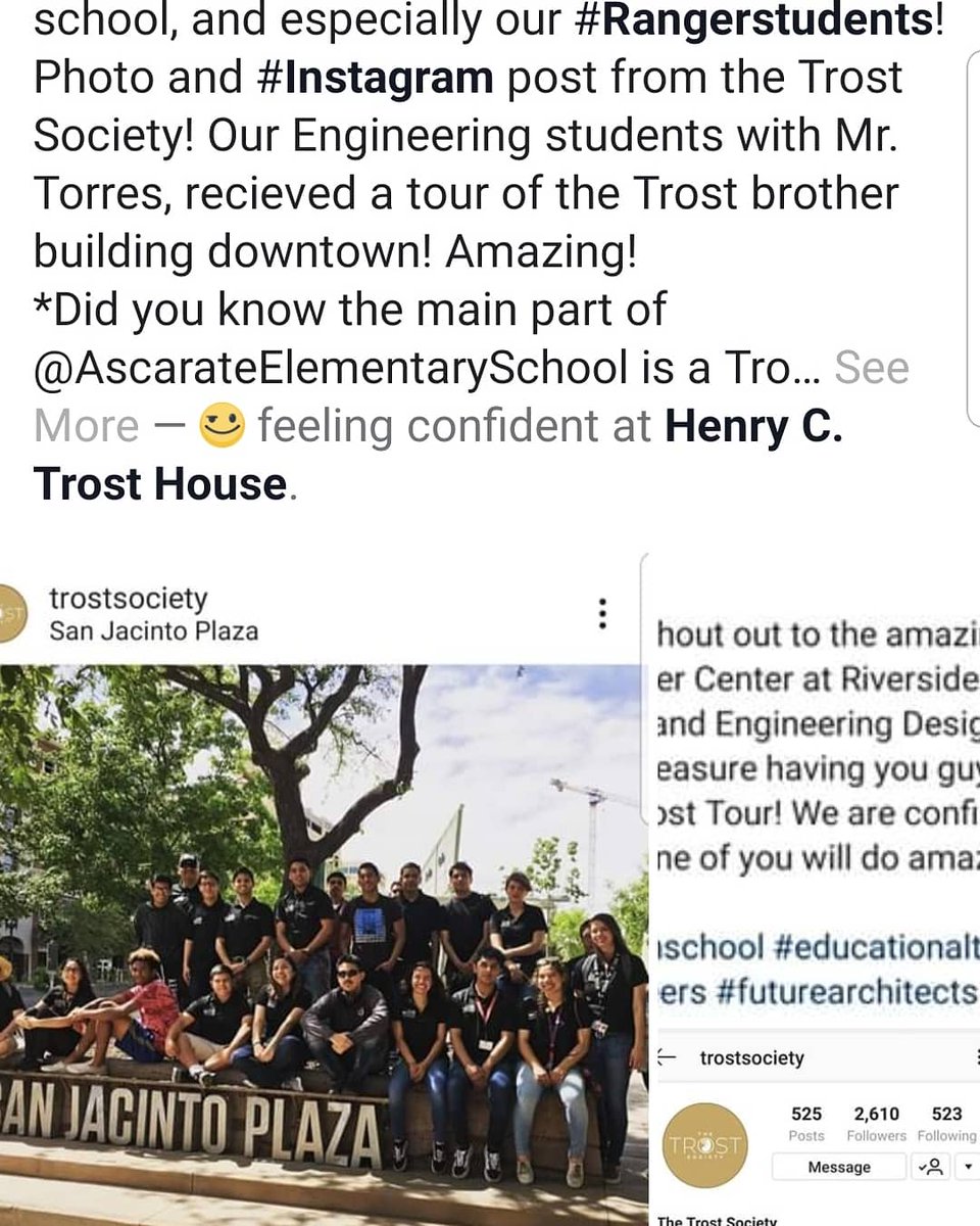 ranger_all's tweet photo. Thank you #trostsociety for hosting our #RHSEngineering students on a tour of the downtown #elptx #Trost Buildings today!♡ https://t.co/7U3rrpBTbF