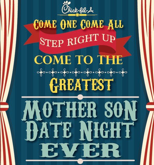 Join us this Tuesday night for Mother Son Date Night at Chick-fil-A Fultondale ❤️ We have a limited number of spaces, so make your reservations today at cfarestaurant.com/Fultondale/eve…