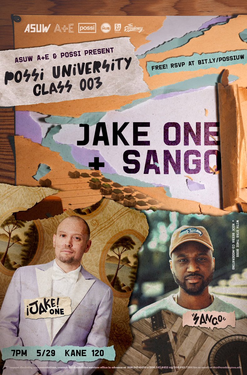 Excited to announce our next Possi University back at the University of Washington with ASUW A+E for a conversation with <a href="/JakeUno/">I didn’t know u made that</a> and <a href="/SangoBeats/">kai sango</a> on May 29th at Kane Hall 

RSVP link: possiuw.splashthat.com