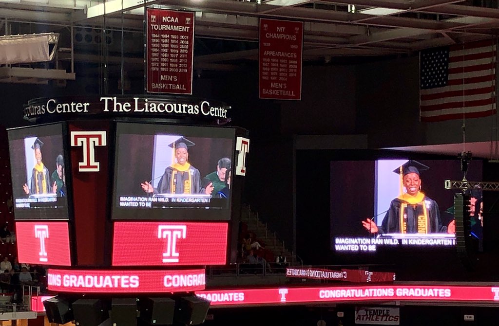TempleSTHM's tweet photo. Vanessa Chandler, STHM graduate and commencement speaker, says it best. It is largely about โwhoโ not always โwhatโ we become. โNo other person on the planet can be your WHO.โ #sthmstrong https://t.co/APgX5DVmjB