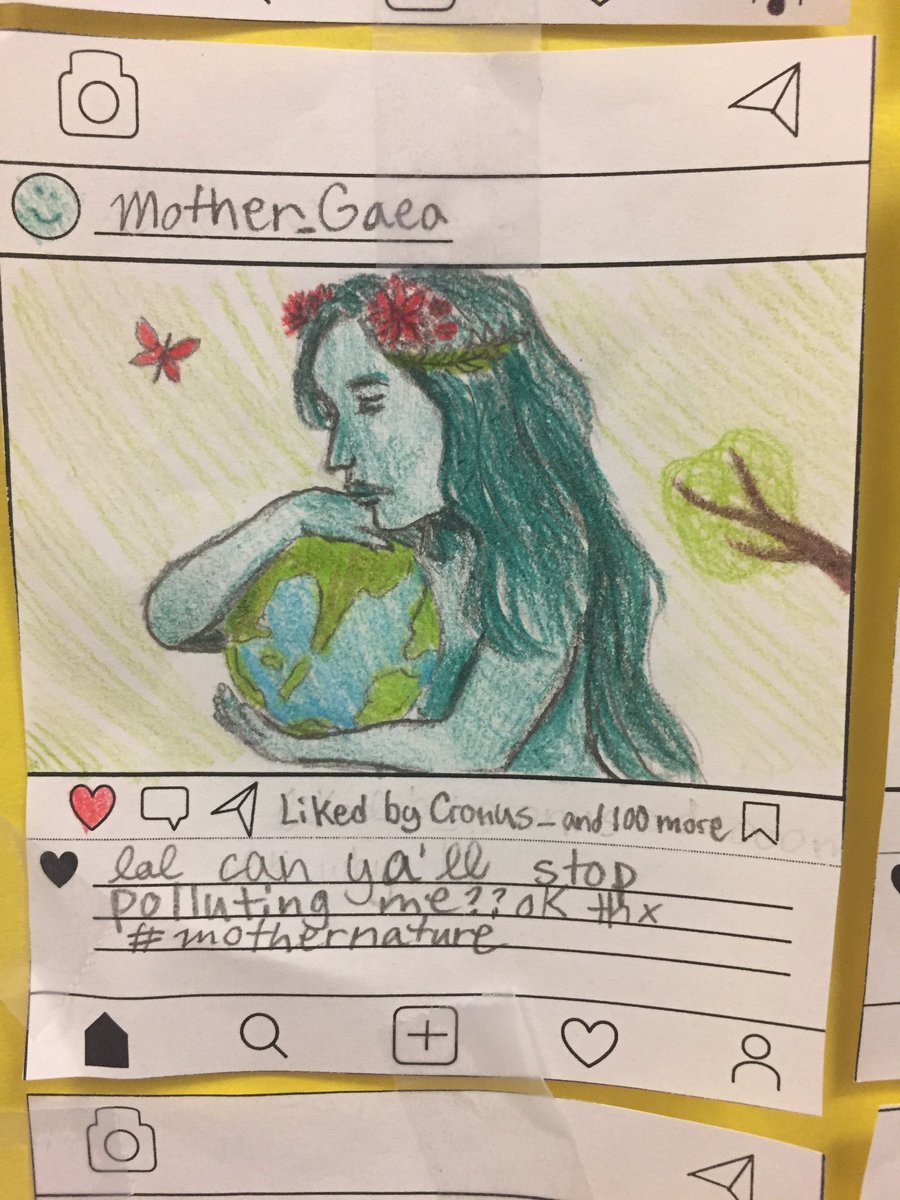 RayburnKISD's tweet photo. Mythograms bringing some ancient social media fun to 8th grade. Some of these are cracking me up!  #StrackChamps @StrackKISD https://t.co/0U5BVfKYfp