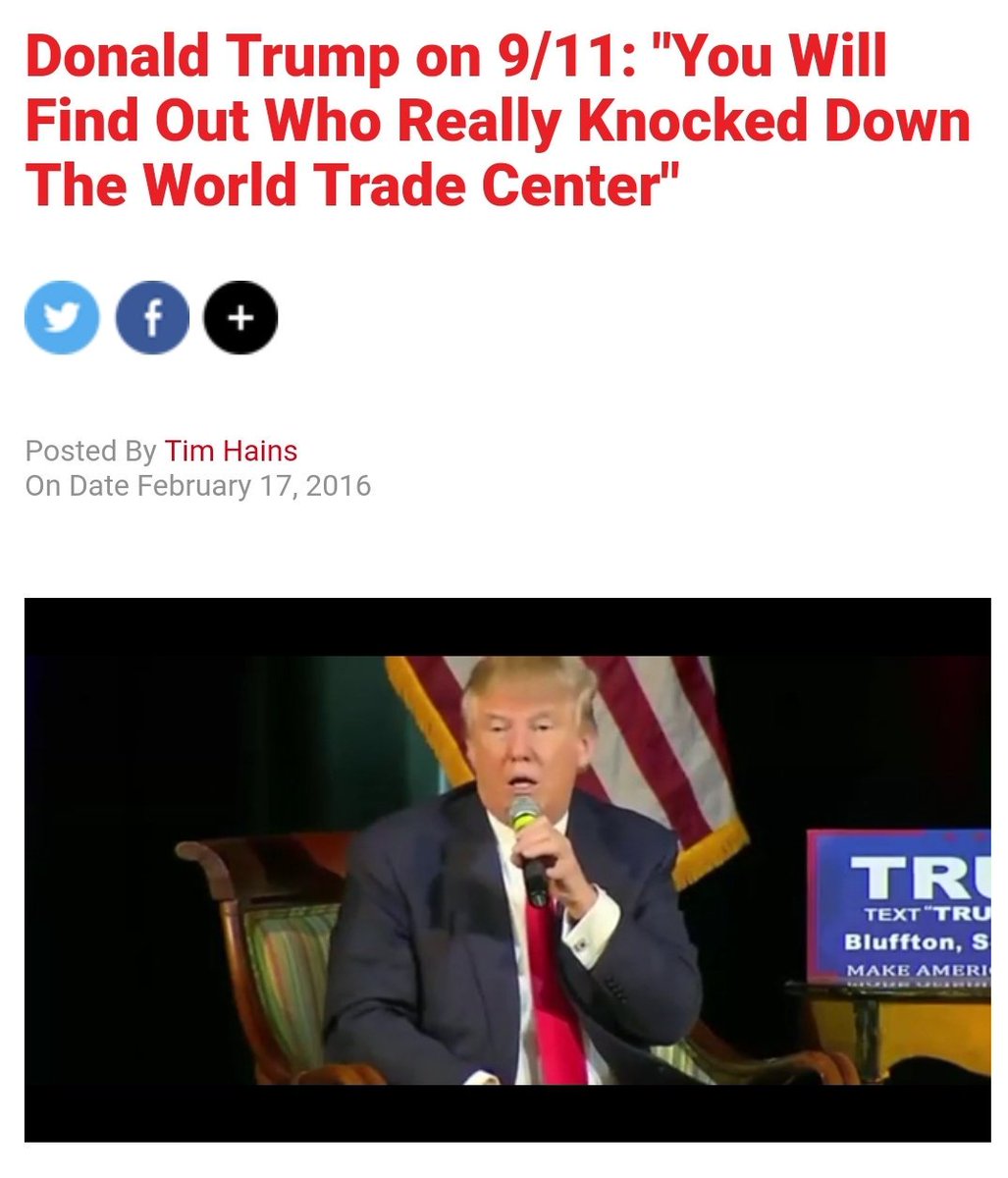 On many occasions Trump stated that he would reopen the 9/11 investigation. He expressed doubt about the official story and said their was secret information which had to be made public. Many 9/11 truthers stood behind him hoping he would honor his vow.  https://www.realclearpolitics.com/video/2016/02/17/trump_you_will_find_out_who_really_knocked_down_the_world_trade_center_secret_papers_may_blame_saudis.html