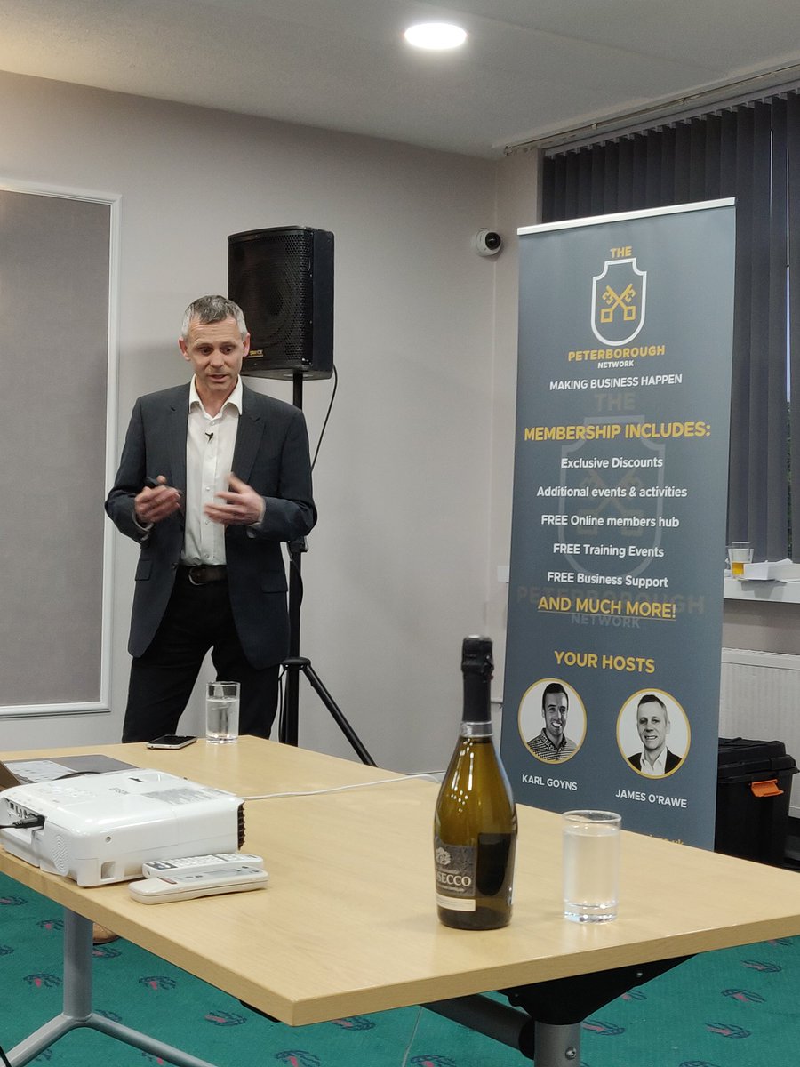 GarryAction's tweet photo. @james_orawe explains to a bottle of Prosecco why it should join The Peterborough Network. #peterboroughnetwork https://t.co/ohgMjxUVp9