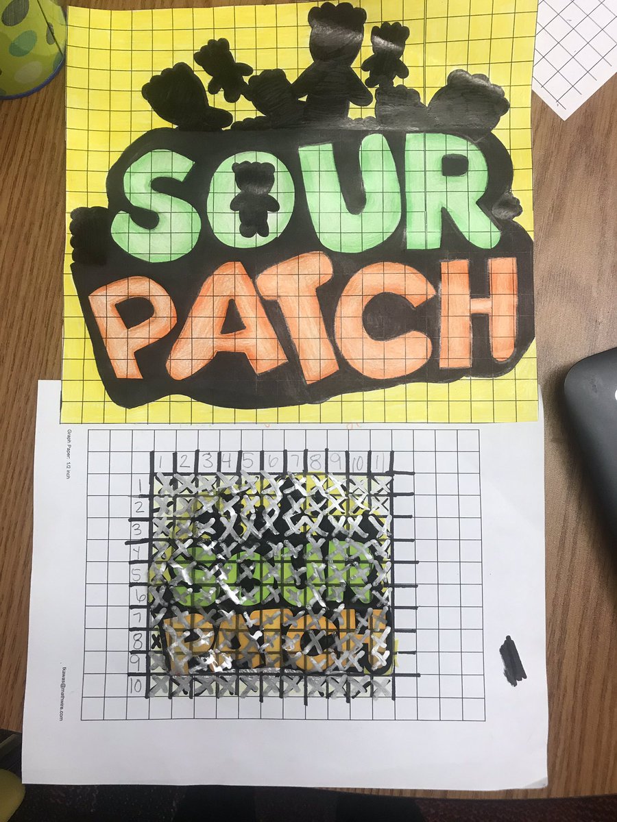 taylormnichols's tweet image. My math class got to pick a wrapper of their choice to dilate 2x2, 3x3, or 4x4. I picked 2x2. Here’s my final product! Some of my kiddos love this assignment. #handson #mathdilations #beyondtheworksheet