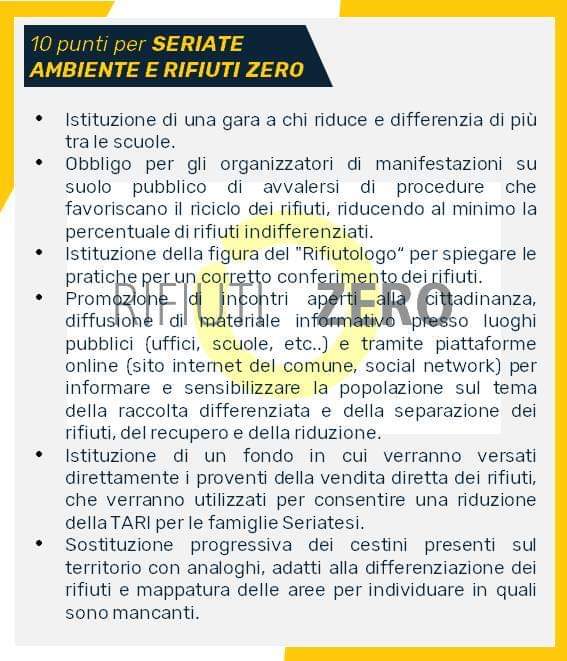 Seriate5Stelle's tweet photo. Ambiente e Rifiuti Zero, il nostro programma
#andreacornalisindaco
#seriate
#amministrativeseriate2019 https://t.co/rGrxYRS68N