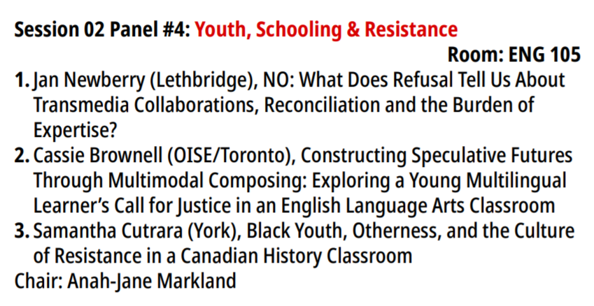ARCYP1's tweet photo. Panel session 2 is about to start here at #youngsters2 #youngsters2019 @RUFacultyofArts @RyersonU. This time we have five panels to choose from, talking about everything from queer kinship, to schooling and resistance, to the construction of childhood cultures! #arcyp #kidlit https://t.co/zXRQo03e8u