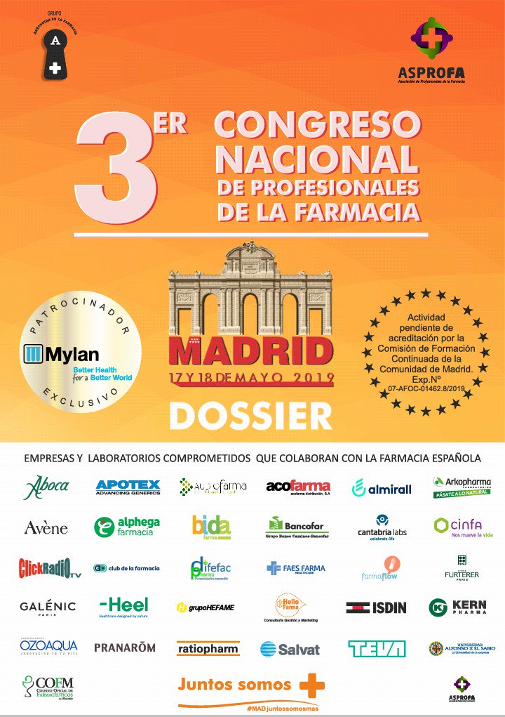 congresoasprofa's tweet photo. 3er CONGRESO ASPROFA
📆 17-18 Mayo '19
🏨 Hotel NH Madrid Ventas

🤔 Recordamos el HASHTAG OFICIAL del 3er @congresoasprofa de #Madrid

#MADjuntossomosmas 

Utilízalo para estar al día de todo lo que surja antes, durante y después del Congreso 👏👏 https://t.co/WeOBeTPeGc