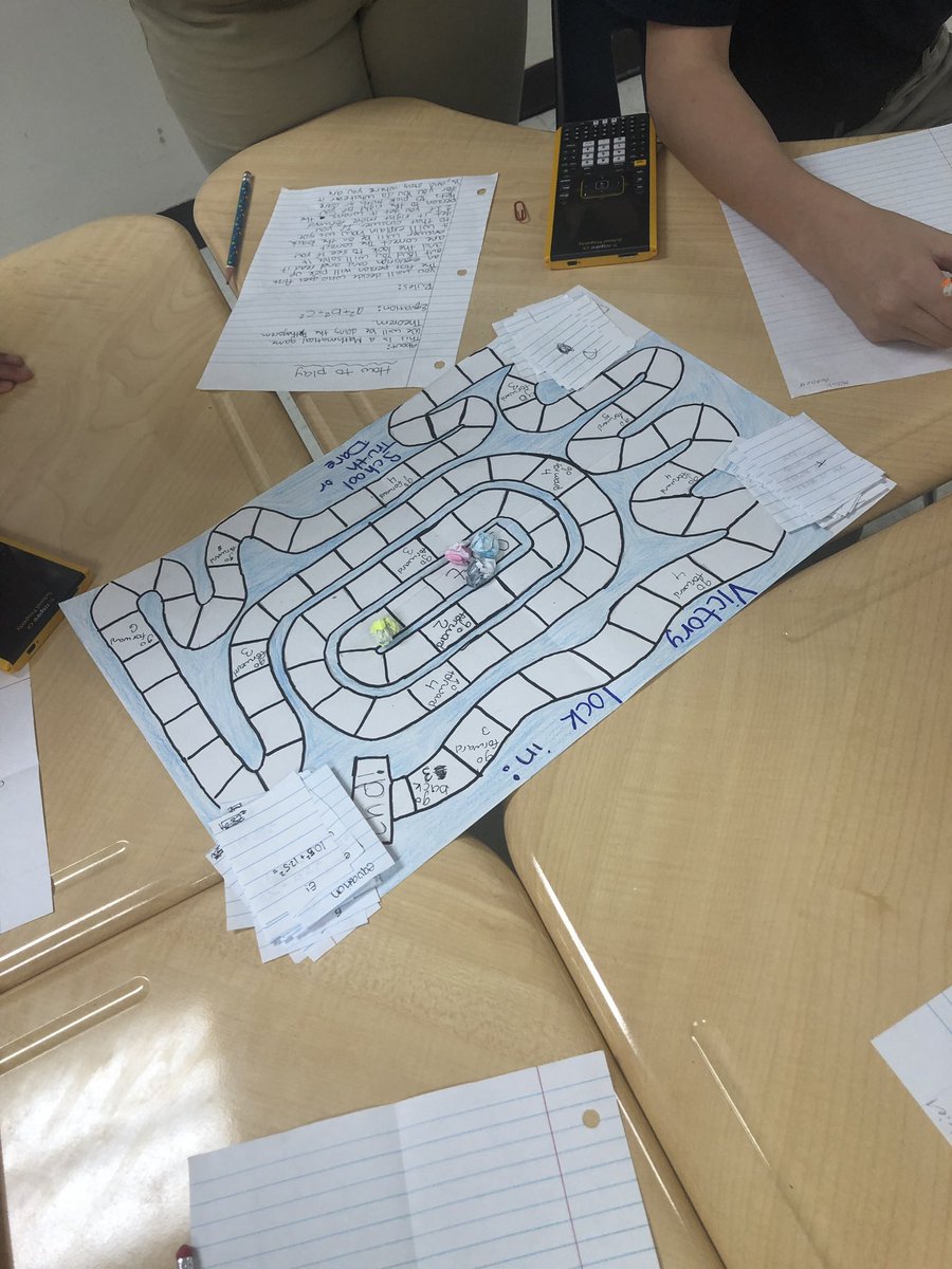 CheritaBoyd's tweet photo. 7th Grade Honors Math classes created board games and challenged their peers on previously taught TEKS! #Gamesmakelearningfun @LizL0vesMath @CCBMS_Braves https://t.co/PRn3m33TcP
