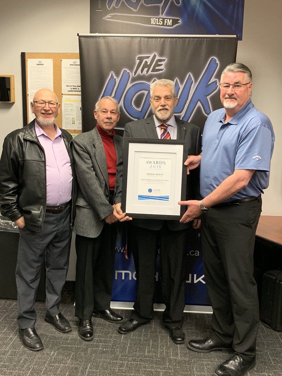 Call1800222TIPS's tweet photo. Happy to present @LesPalango and @1015TheHawk with their International Crime Stoppers Award for best Radio PSA. https://t.co/sn1C8xPhpY