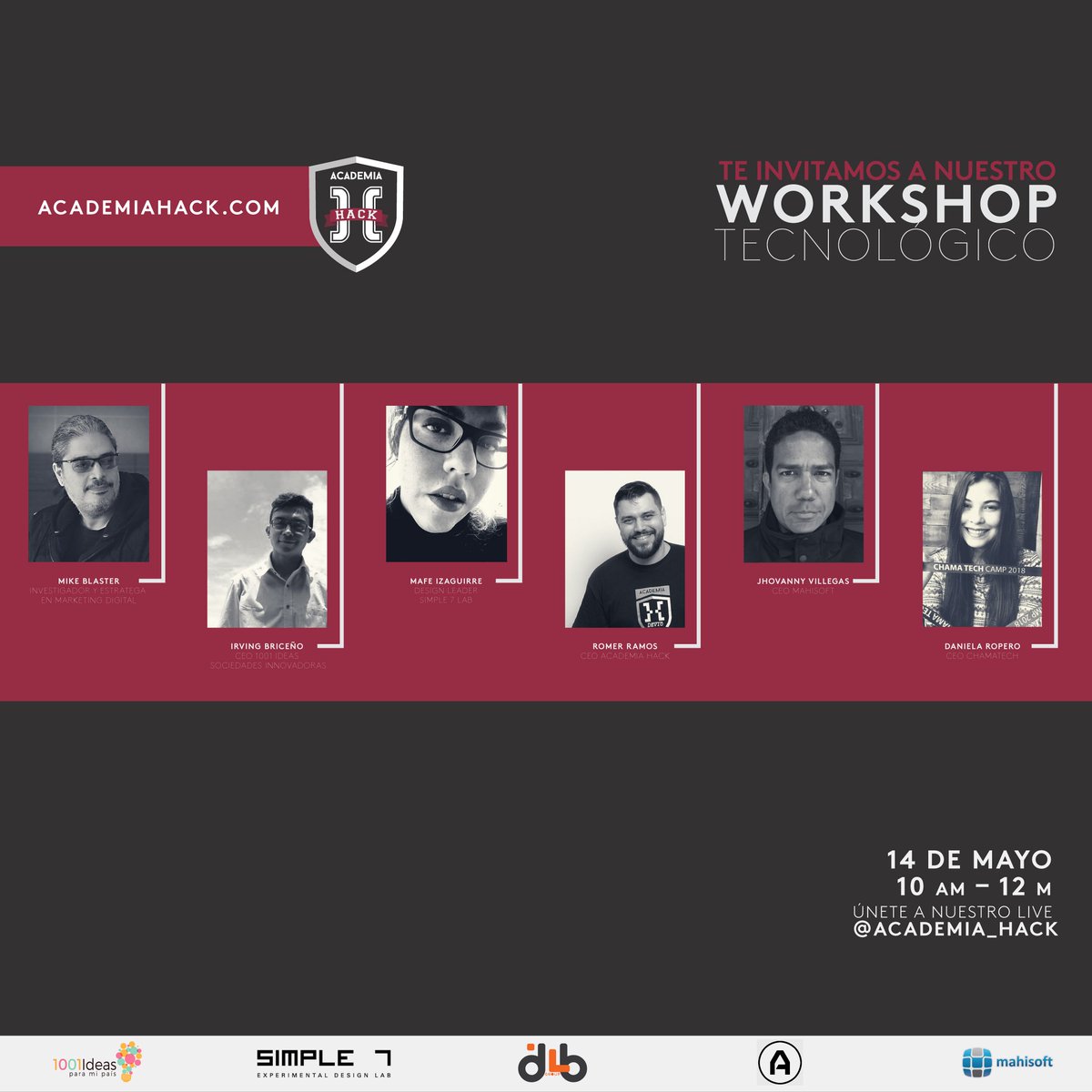 Academia_Hack's tweet photo. Han habido contratiempos, pero nos mantenemos trabajando para desarrollar nuestro futuro, no te pierdas el #RetoHack el próximo 14 de mayo, un workshop tecnológico pensado para ti. 🤖👍

¡Sé parte del #RetoHack! 😁😁

El canal: Instagram Live
La hora: 10 a.m. https://t.co/v0ACZsJ28P