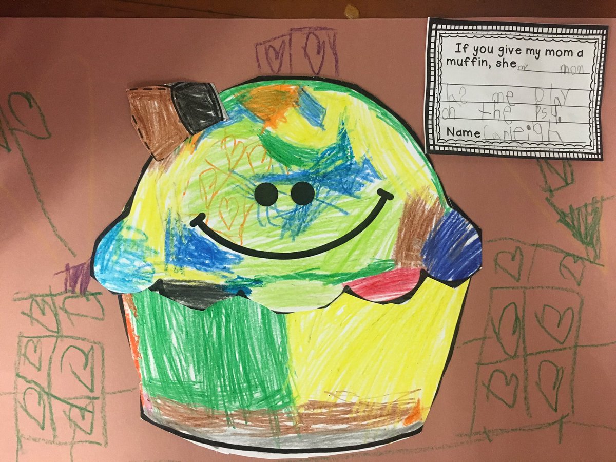 MsHaker_IAA's tweet photo. Hard at word designing cards for Mother’s Day! “If you give a mom a muffin she will.....” We are so happy to create a card to thank our moms for all the wonderful things they do for us! #MLKdreamteam #kindercanwrite @ElemScsd https://t.co/ymOdpyVA4D